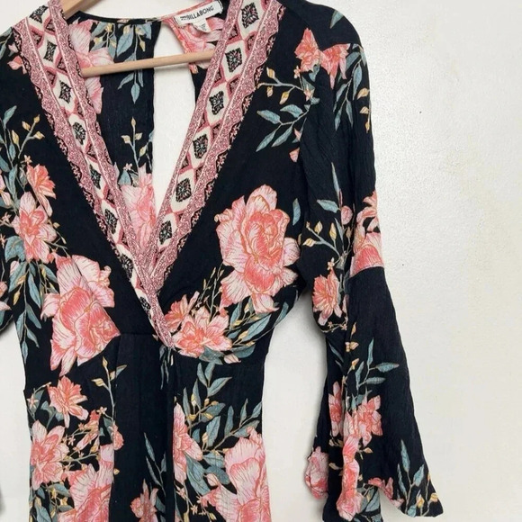 Billabong Womens Small Floral Wrap  Belted Mini Dress - Picture 8 of 11